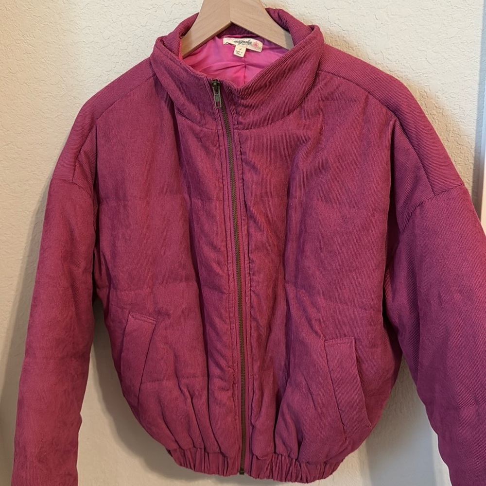Magnolia boutique Fuchsia Corduroy Puffer Jacket